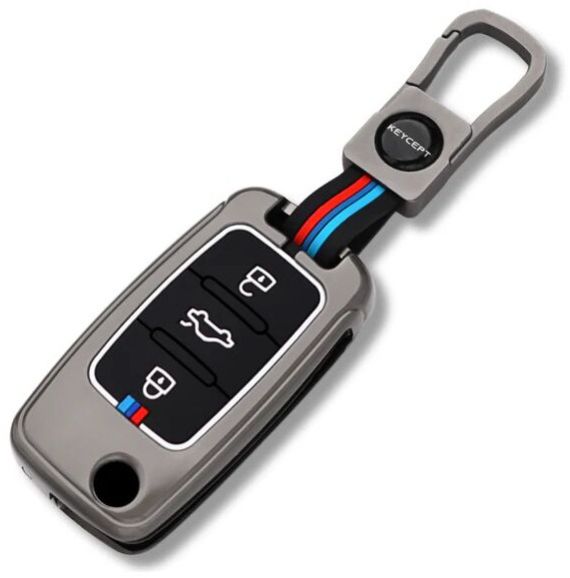Skoda/ Volkswagen Metal Alloy Key Cover With Keychain (Type M1)