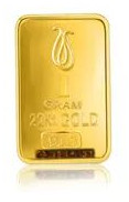 22K, 1g 916 Pure Gold Bar