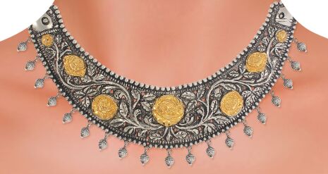 Silver Rosy Dual Sheen Gold Opera Necklace