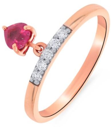 14K Rose Gold Vibrant Heart Diamond Ring 11 Size - 16.3 Mm