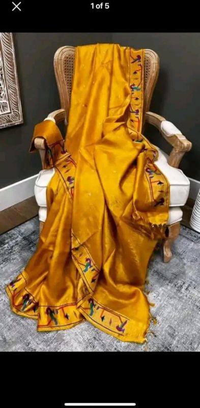 Pure Tussar Silk Parsi Embroidery Saree