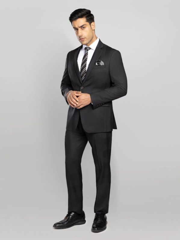 Men&AMP;rsquo;s 2 Piece Checkered Business Suit &AMP;ndash; Black