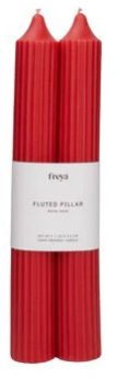 Set Of 2 Fluted Pillar Candles - Royal Rose (Red) - Tall