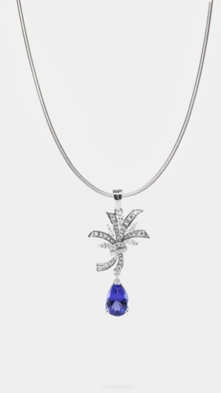 Exceptional Blue Pear Shaped 2.12 Carats Women Tanzanite Pendant