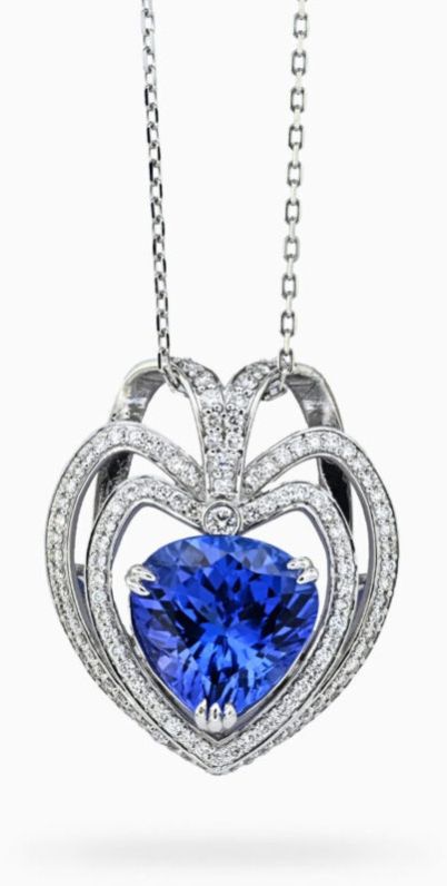 Intense Blue Heart Shaped 3.72 Carats Women Tanzanite Pendant