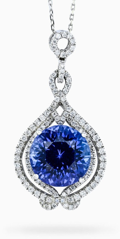 Intense Violet Round Shaped 8.47 Carats Women Tanzanite Pendant