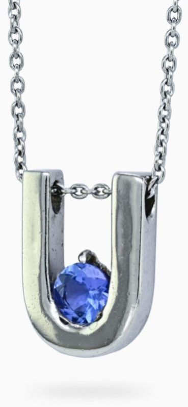 Moderate Violet Round Shaped 0.60 Carats Women Tanzanite Pendant with Chain