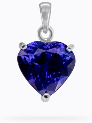 Vivid Blue Heart Shaped 5.85 Carats Women Tanzanite Pendant