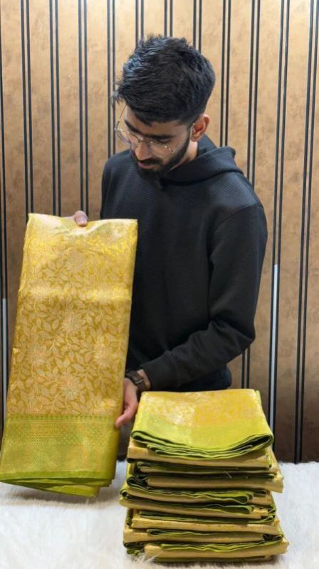 BRIDAL KANJIVARAM TISSUE SILK FLORAL WEAVE SAREE