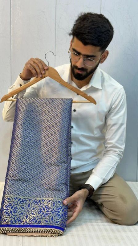 BROCADE TISSUE SILK MOTI LACE ATTACHED BANARASI SAREE