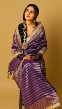 DEEP PURPLE GEORGETTE BANARASI SAREE