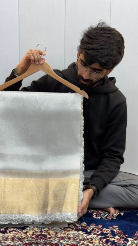 MANISH MALHOTRA INSPIRED GLASS TISSUE SILK LACE BANARASI SAREE