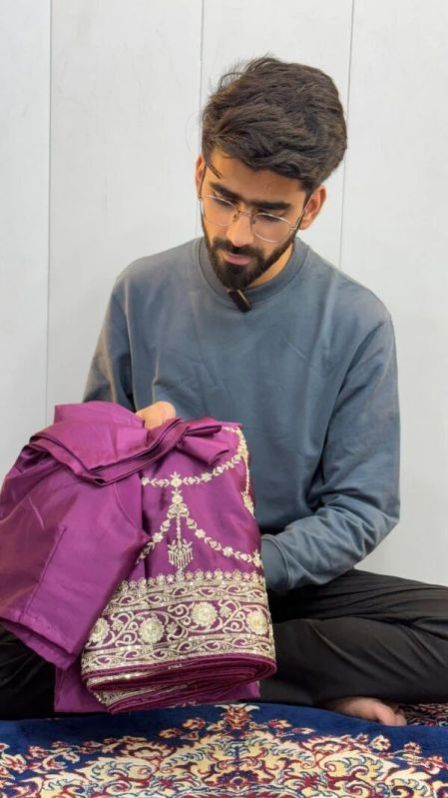 PURPLE SATIN SILK DESIGNER SHIMMERY SILK SAREE