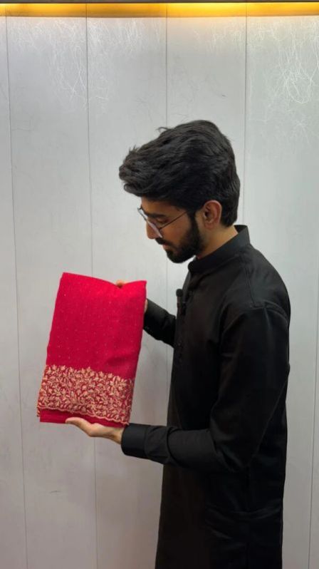 STRAWBERRY COLOUR DESIGNER SAREE