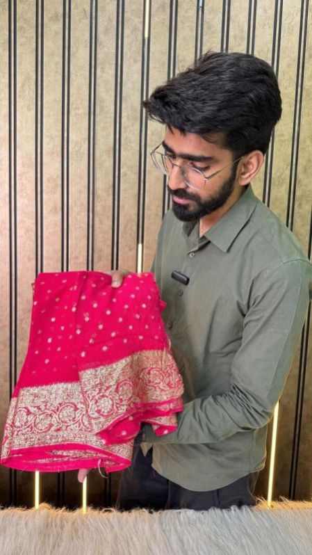 VISCOSE GEORGETTE ZARI BUTI BANARASI SAREE