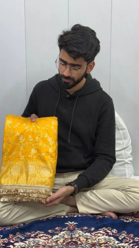 YELLOW CHINIYA SILK DESIGNER RICH LACE BANARASI SAREE