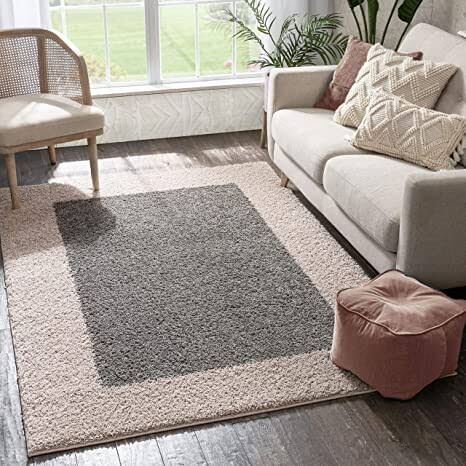 Micro Plain Beige Grey Soft Modern Shaggy Rug