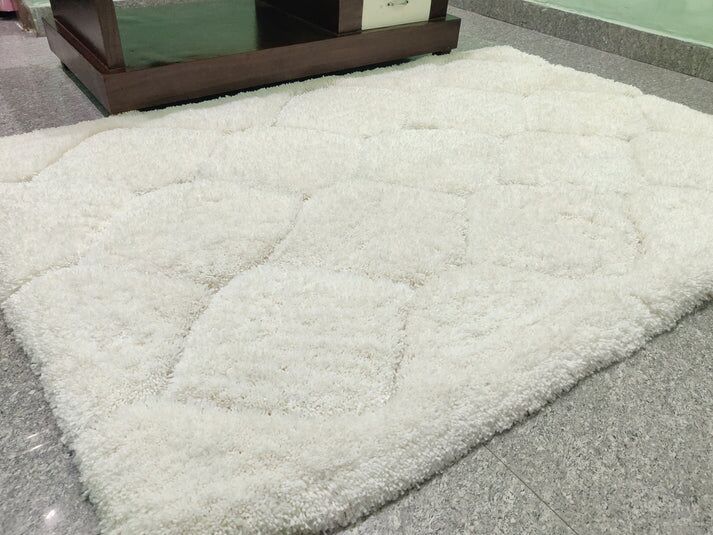 Moroccan Design Ivory Colour Pyle Height Soft Fluffy Luxury Carpet