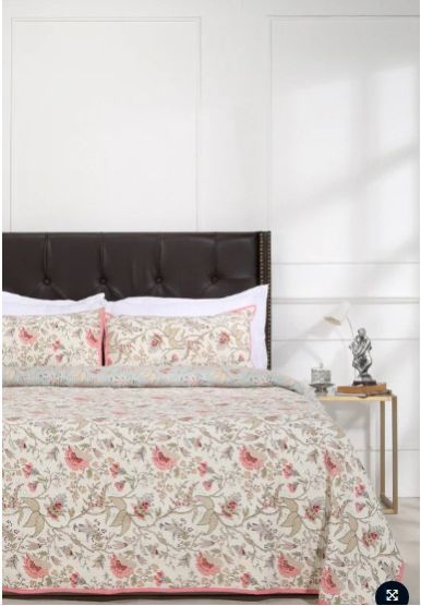 Elizabeth Red Quilted Cotton Bedcover