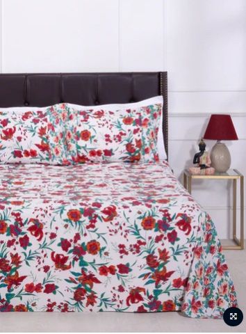 Lily Bagh White Cotton Bedsheet