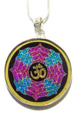 AUM Pendant : Gemstone Painting Pendant with Chain