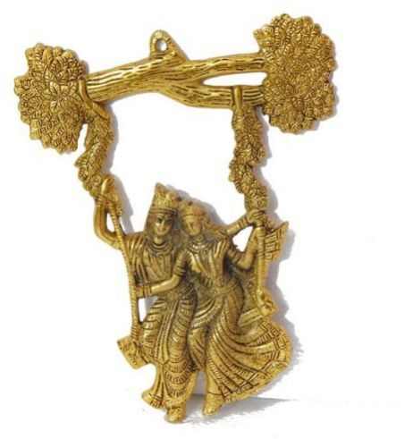 White Metal Radha Krishna Wall Hanging, Size (Inches) : 12.0 Inches