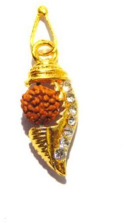 Rudraksha Pendant with Gold Finish, Color : Brown