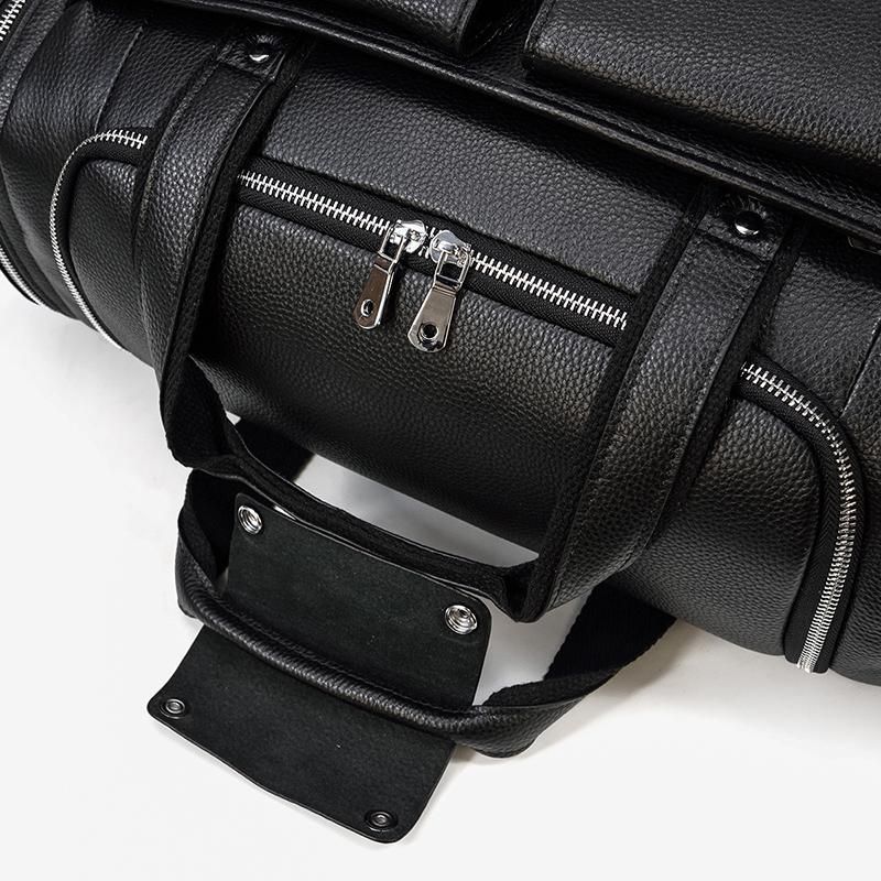 Leather Black Travel Duffle Bag