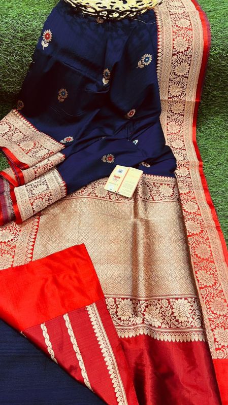 Satan Scut Antique Zari Tussar Silk Banarasi Saree