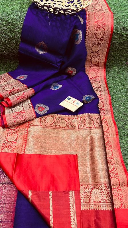 Satan Scut Antique Zari Tussar Silk Banarasi Saree