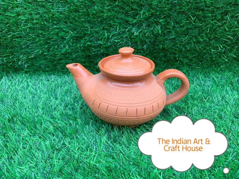 Handcrafted Terracotta Glazed Kettle 750ml - Eco-Friendly, Unique, and Perfect For Tea Lovers