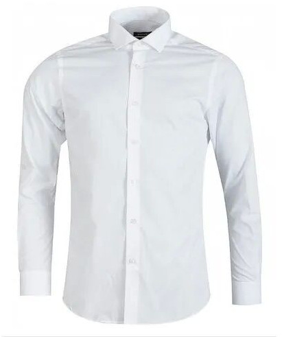 Mens Plain White Slim Fit Cotton Shirt