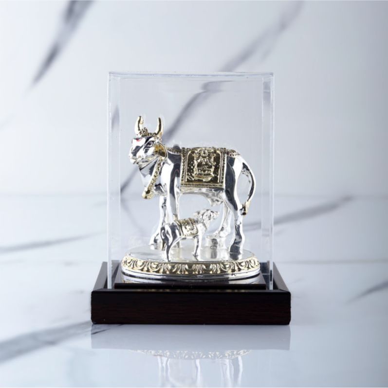 999 silver kamdhenu cow idol