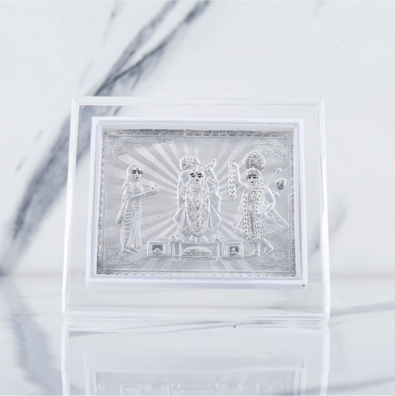 Plastic 999 Silver Shreenathji Yamunaji Frame