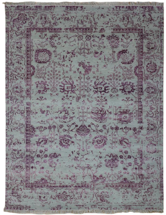 Traditional Hand Knotted Area Rug - Wool & Viscose