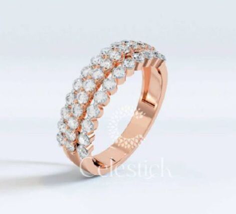 Rose Gold Celestick Pave Wide Half Eternity Lab Grown Diamond Ring