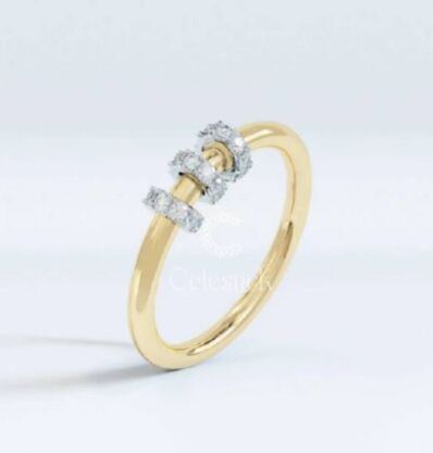 Yellow Gold Celestick Carnival Round Pave Charm Lab Grown Diamond Ring