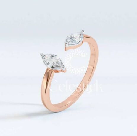 Rose Gold Celestick Marquise Lab Grown Diamond Open Ring