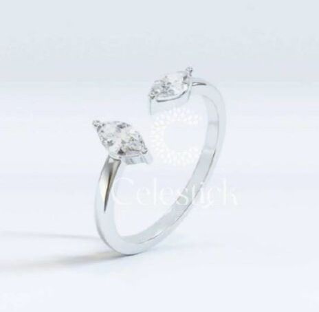 White Gold Celestick Marquise Lab Grown Diamond Open Ring