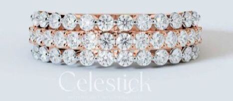 Rose Gold Celestick Pave Wide Half Eternity Lab Grown Diamond Ring