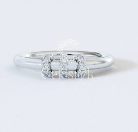 White Gold Celestick Carnival Round Pave Charm Lab Grown Diamond Ring