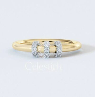 Yellow Gold Celestick Carnival Round Pave Charm Lab Grown Diamond Ring