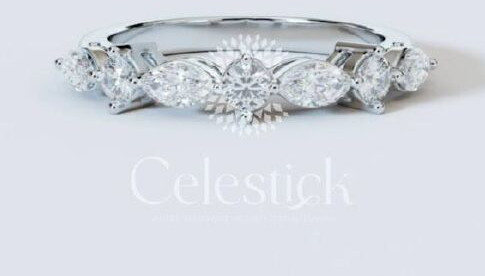 White Gold Celestick Romance Marquise and Round Half Eternity Lab Grown Diamond Ring