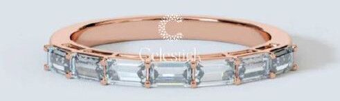 Rose Gold Celestick Brick Row Baguette Half Eternity Lab Grown Diamond Ring