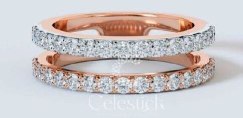 Rose Gold Celestick Waltz Round Double Half Eternity Lab Grown Diamond Ring