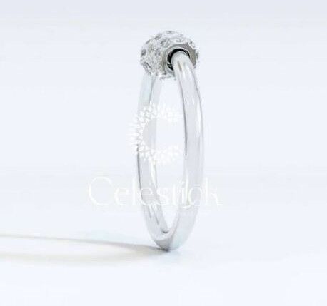 White Gold Celestick Carnival Round Pave Charm Lab Grown Diamond Ring