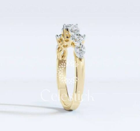 Yellow Gold Celestick Romance Marquise and Round Half Eternity Lab Grown Diamond Ring