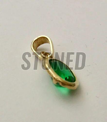 925 Sterling Silver Gold Coated Green Pendant