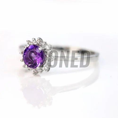 Ladies Amethyst Sterling Silver 925 Engagement Ring