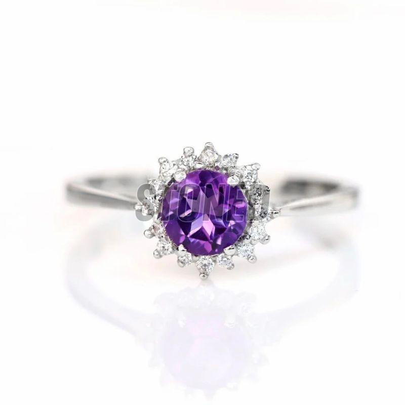 Ladies Amethyst Sterling Silver 925 Engagement Ring